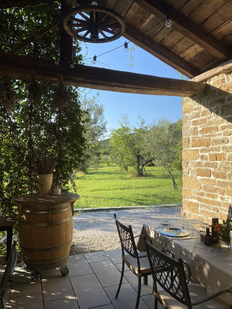 Villa Majda - pergola z razgledom na oljcnik